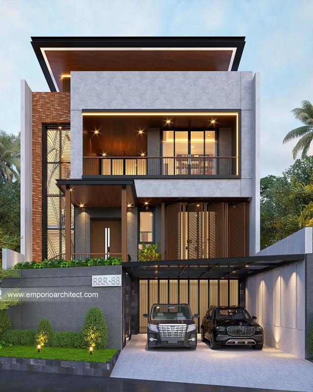 Gambar 1 Desain Rumah Modern Industrial 3 Lantai Ibu SHR 1428 di  Cibubur, Jakarta Timur