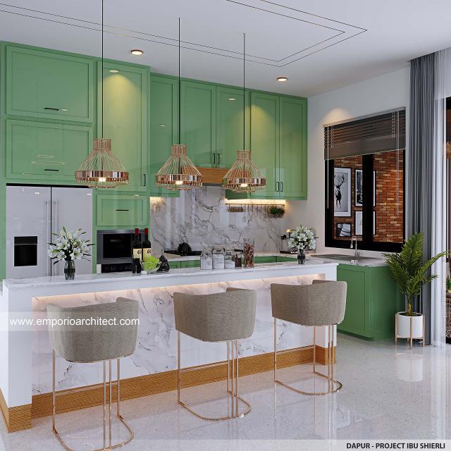 Desain Dapur Rumah Modern Industrial 3 Lantai Ibu SHR di Cibubur, Jakarta Timur