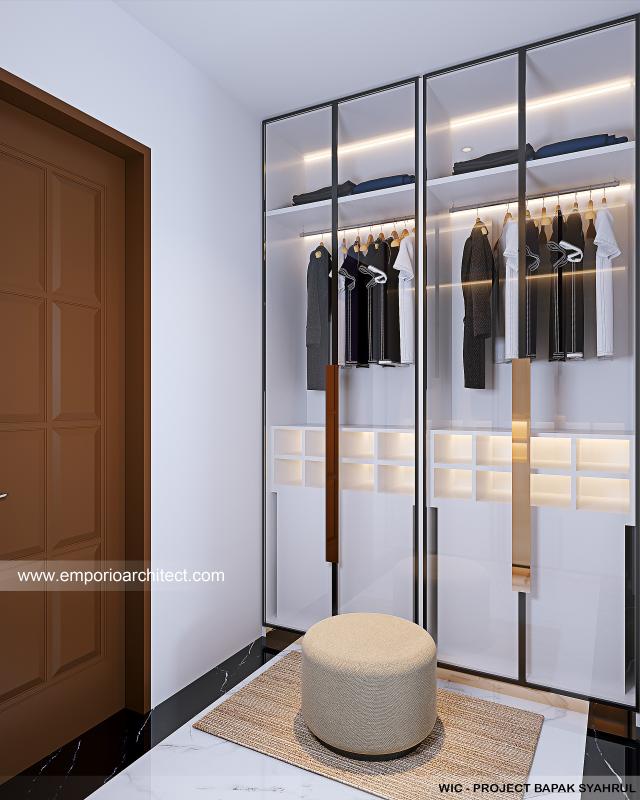 Desain Walk In Closet Rumah Modern Klasik 2 Lantai Bapak SHL di Bekasi