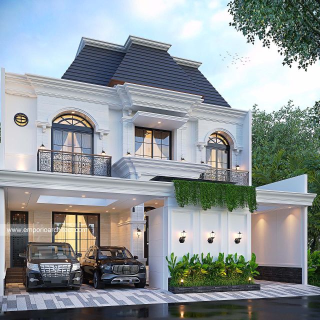 Gambar 2 Desain Rumah Klasik Modern 3 Lantai Bapak RFK 1756 di  Yogyakarta