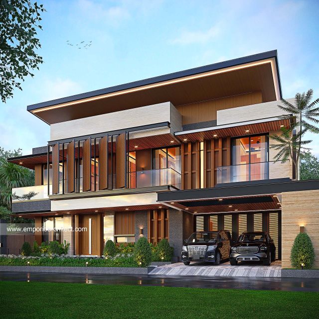 Desain Tampak Depan 3 Rumah Modern Kontemporer 2 Lantai Ibu WYN di Aceh