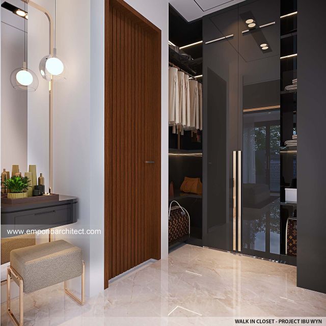 Desain Walk In Closet Rumah Modern Kontemporer 2 Lantai Ibu WYN di Aceh