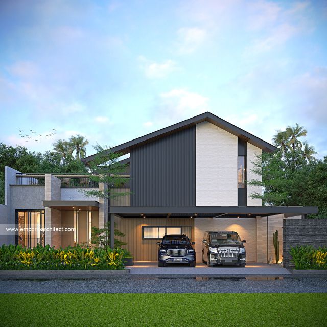 Gambar 1 Desain Rumah Modern Kontemporer 2 Lantai Bapak BTJ dan Ibu RN 1781 di  Bekasi