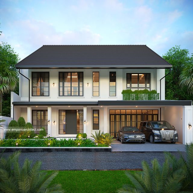 Desain Tampak Depan Rumah Modern Minimalis 2 Lantai Bapak WR di Tangerang