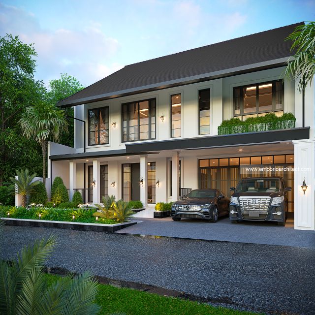 Desain Tampak Depan 2 Rumah Modern Minimalis 2 Lantai Bapak WR di Tangerang