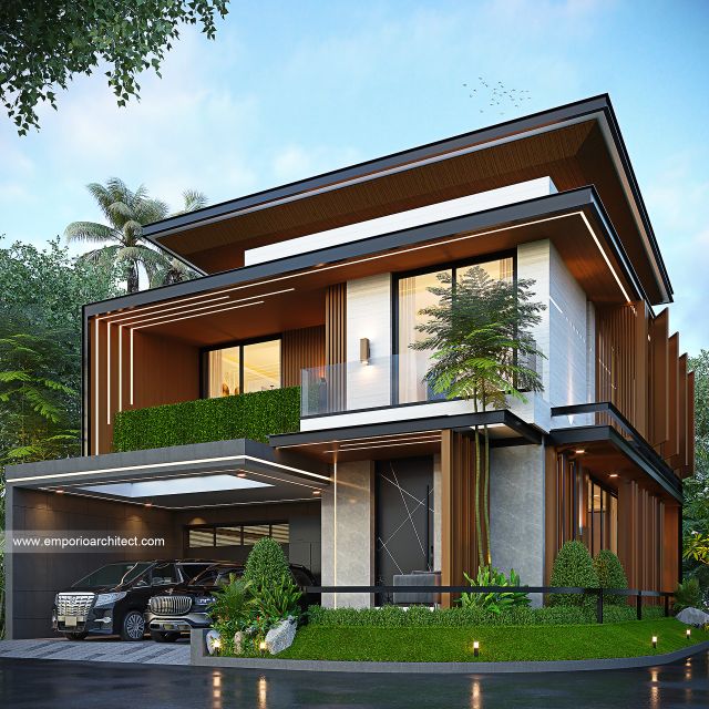 Desain Tampak Depan Rumah Modern Minimalis 2 Lantai Bapak ADR di Jawa Timur