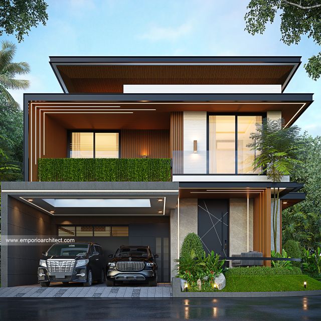 Desain Tampak Depan 3 Rumah Modern Minimalis 2 Lantai Bapak ADR di Jawa Timur