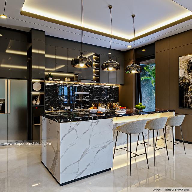 Desain Dapur Rumah Modern Minimalis 2 Lantai Bapak BNM di Jakarta Barat