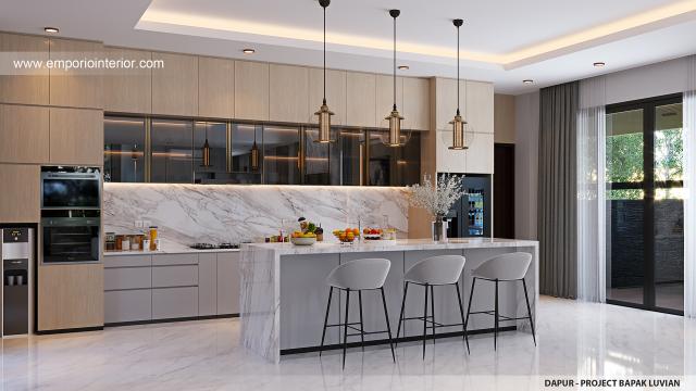 Desain Dapur Rumah Modern Minimalis 2 Lantai Bapak LVN di BSD, Tangerang Selatan