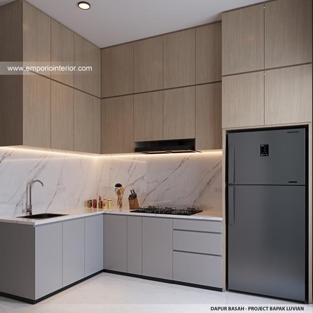 Desain Dapur Basah Rumah Modern Minimalis 2 Lantai Bapak LVN di BSD, Tangerang Selatan