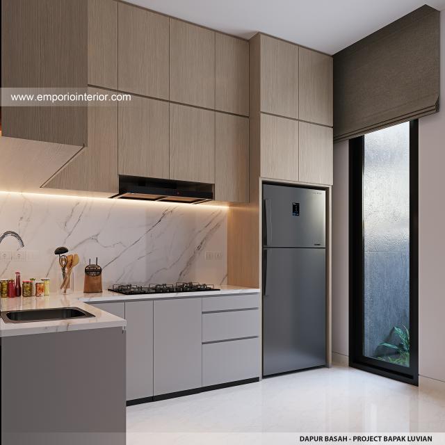 Desain Dapur Basah Rumah Modern Minimalis 2 Lantai Bapak LVN di BSD, Tangerang Selatan