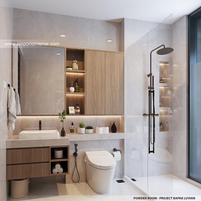 Desain Toilet Tamu Rumah Modern Minimalis 2 Lantai Bapak LVN di BSD, Tangerang Selatan