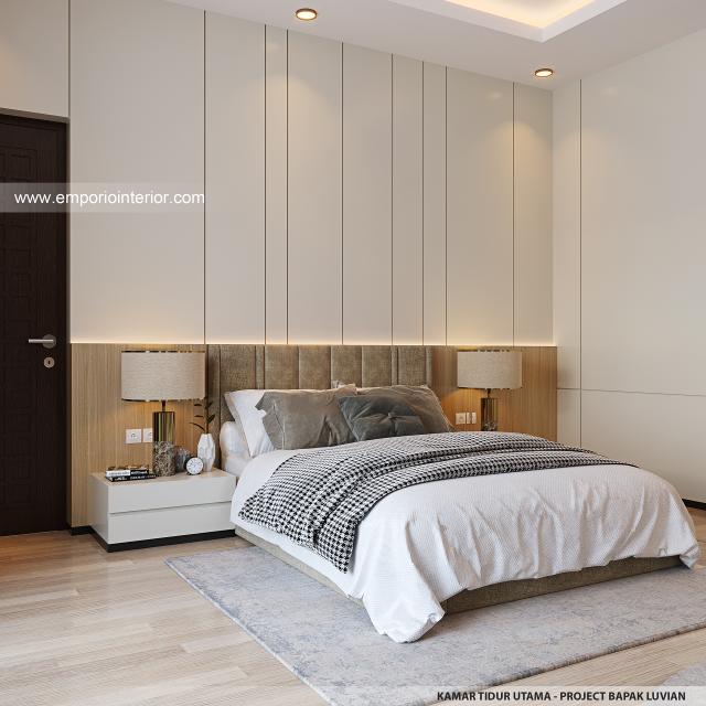 Desain Kamar Tidur Utama Rumah Modern Minimalis 2 Lantai Bapak LVN di BSD, Tangerang Selatan