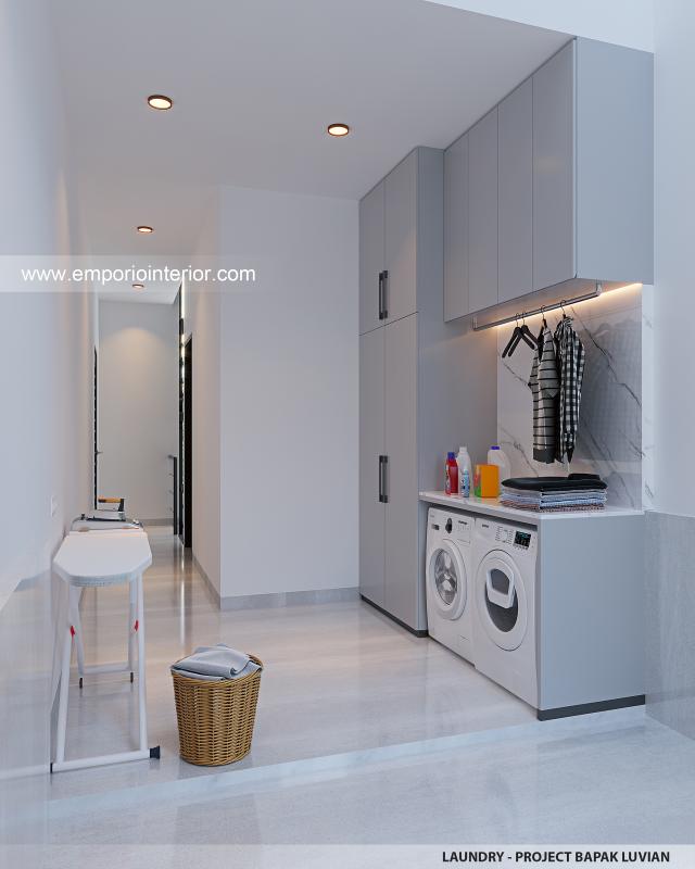 Desain Laundry Rumah Modern Minimalis 2 Lantai Bapak LVN di BSD, Tangerang Selatan