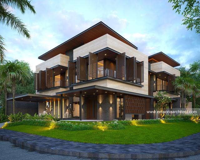 Desain Tampak Hook Rumah Modern Minimalis 2 Lantai Bapak LVN di BSD, Tangerang Selatan