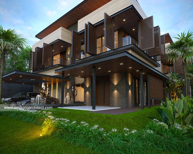 Desain Tampak Detail Hook Rumah Modern Minimalis 2 Lantai Bapak LVN di BSD, Tangerang Selatan