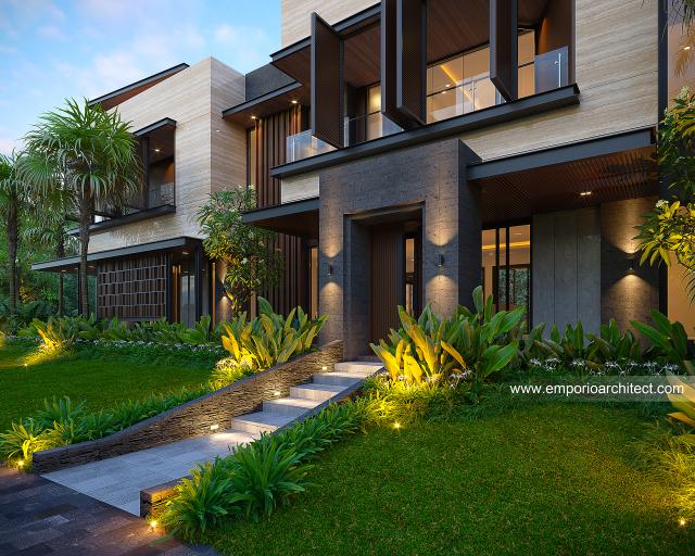 Desain Tampak Detail Samping Rumah Modern Minimalis 2 Lantai Bapak LVN di BSD, Tangerang Selatan