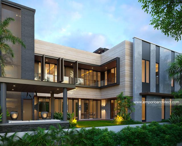 Desain Tampak Belakang Rumah Modern Minimalis 2 Lantai Bapak LVN di BSD, Tangerang Selatan