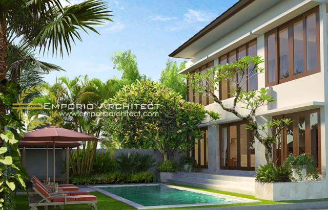 Desain Exterior 2 Rumah Villa Bali 2 Lantai Dr. Krisna di Denpasar, Bali