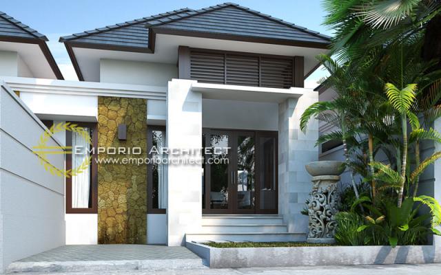 Desain Exterior 2 Rumah Villa Bali 1 Lantai Bapak Putra Depok di Depok