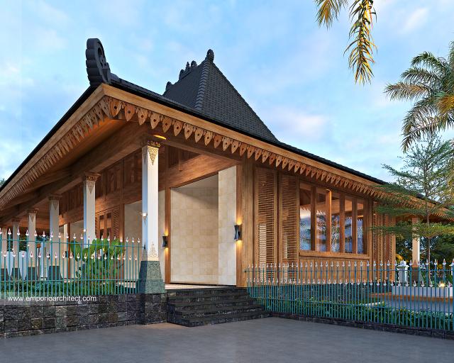 Desain Tampak Detail Samping Rumah Tradisional Ndalem Retno 1 Lantai di Yogyakarta