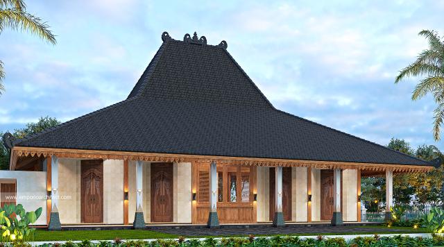 Desain Tampak Belakang Rumah Tradisional Ndalem Retno 1 Lantai di Yogyakarta