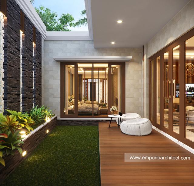 Desain Tampak Detail Belakang Rumah Villa Bali 1 Lantai Bapak BRM di Pekanbaru, Riau