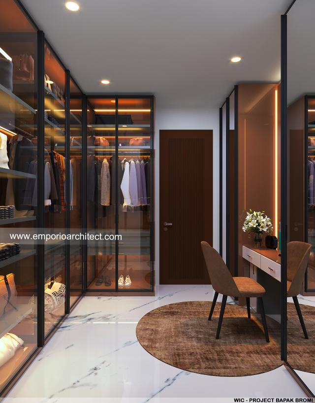 Desain Walk In Closet Rumah Villa Bali 1 Lantai Bapak BRM di Pekanbaru, Riau