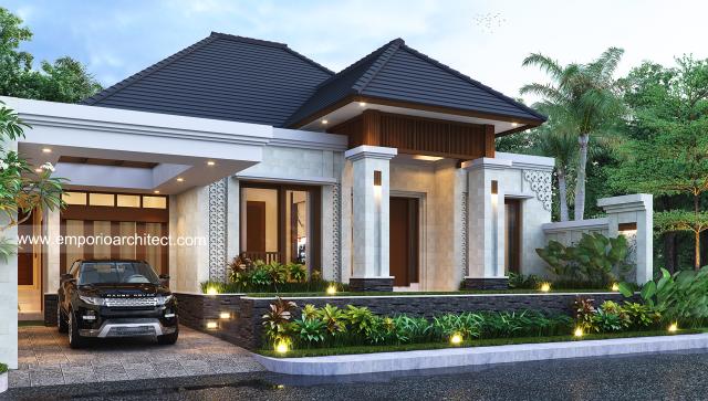 Desain Rumah Villa Bali 1 Lantai Bapak BRM di Pekanbaru, Riau - Tampak Depan Kiri