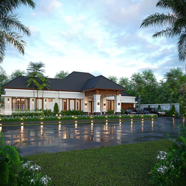 Desain Tampak Depan 3 Rumah Villa Bali 1 Lantai Bapak DDN di Karawang, Jawa Barat