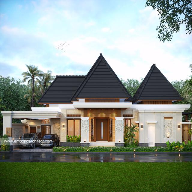 #facadedesign - Mr. AR 1602 Villa Bali House 1 Floor Design - Pekanbaru - Code 33400