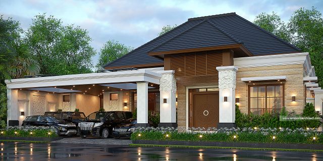 Gambar 1 Desain Rumah Villa Bali 1 Lantai Bapak A di  Riau