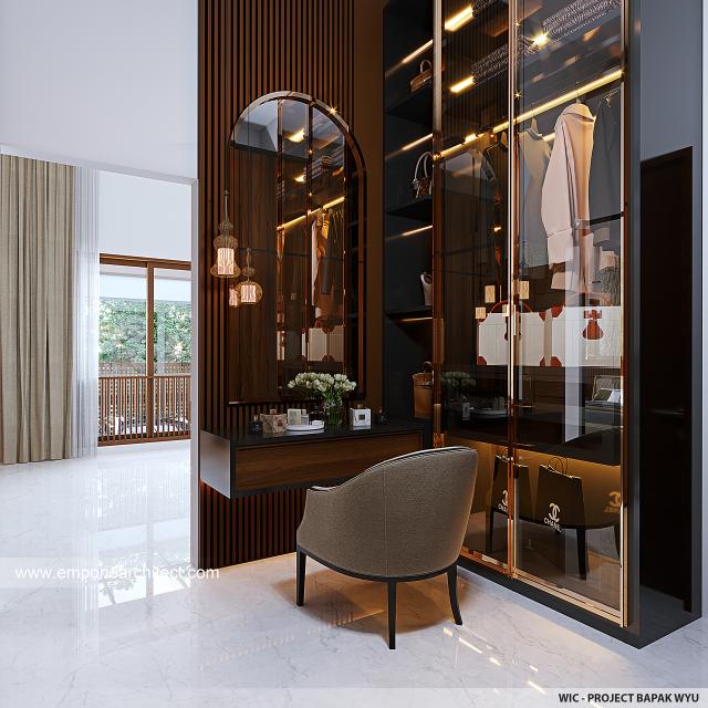 Desain Walk In Closet Rumah Villa Bali 1 Lantai Bapak WYU di Tangerang