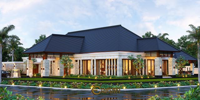 Desain Rumah Villa Bali 1 Lantai Bapak Asep di Serang, Banten - Tampak Hoek Tanpa Pagar