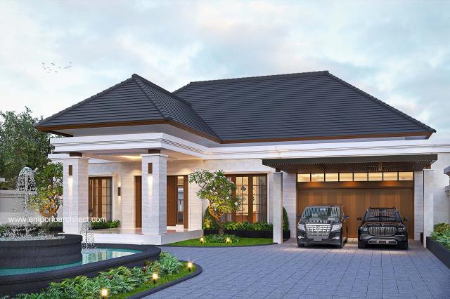 Desain Rumah Villa Bali 1 Lantai Bapak RDY di Kalimantan Tengah - Tampak Depan