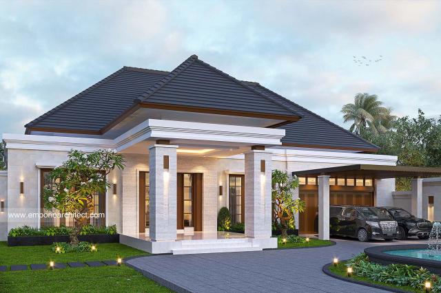 Desain Tampak Depan 2 Rumah Villa Bali 1 Lantai Bapak RDY di Kalimantan Tengah