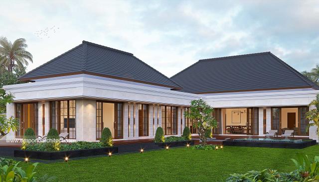 Desain Tampak Belakang Rumah Villa Bali 1 Lantai Bapak RDY di Kalimantan Tengah