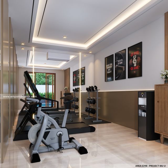 Desain Area Gym Rumah Villa Bali 1 Lantai Ibu U di Yogyakarta