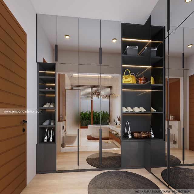 Desain Walk In Closet Kamar Tidur Utama Rumah Villa Bali 1 Lantai Ibu U di Yogyakarta