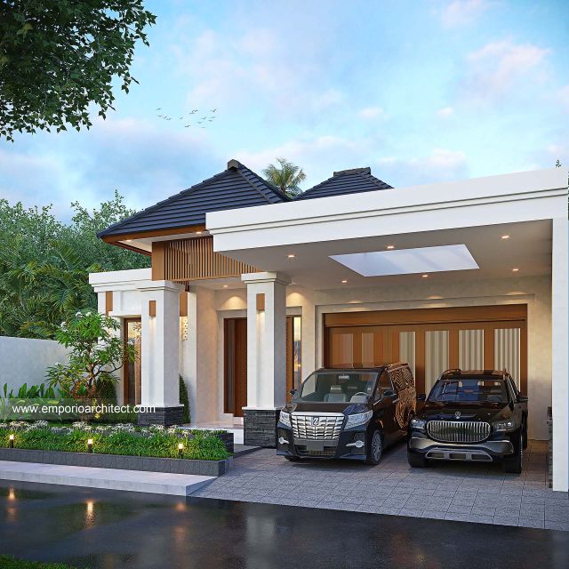 #villabalihomefacade - Mrs. RTN 1788 Villa Bali House 1 Floor Design - Jawa Timur - Code 38903