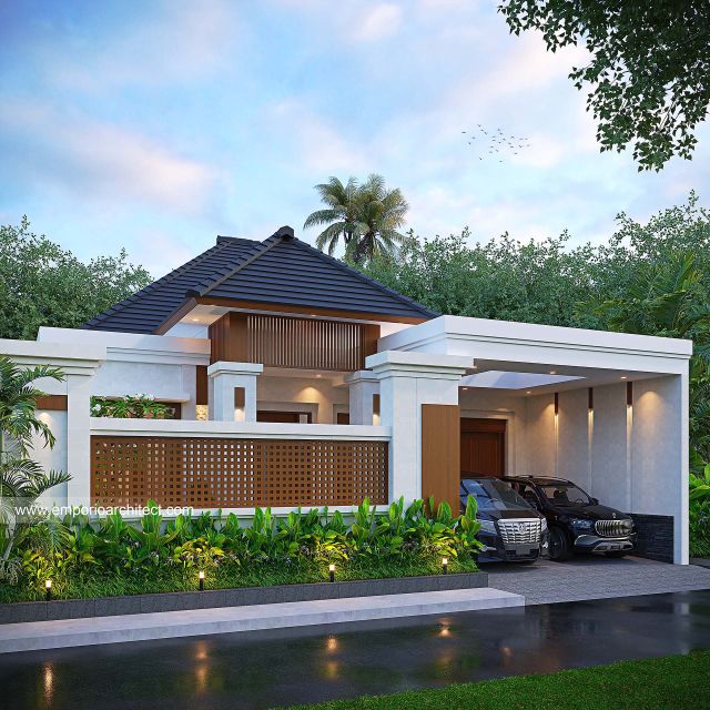 #villabalihomefacade - Mrs. RTN 1788 Villa Bali House 1 Floor Design - Jawa Timur - Code 38905