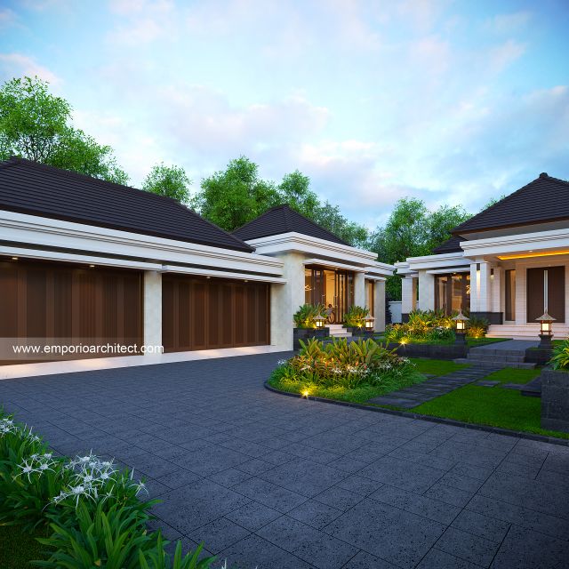 Desain Tampak Depan Rumah Villa Bali 1 Lantai Bapak ATH di Negara, Jembrana, Bali