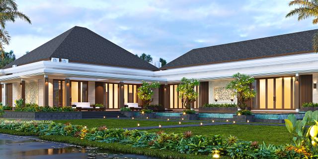 Desain Tampak Depan 2 Rumah Villa Bali 1 Lantai Bapak AD di Pontianak