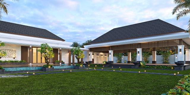 Desain Tampak Depan 3 Rumah Villa Bali 1 Lantai Bapak AD di Pontianak