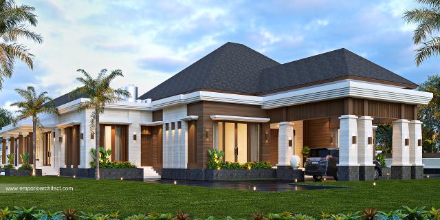 Desain Tampak Samping Rumah Villa Bali 1 Lantai Bapak AD di Pontianak