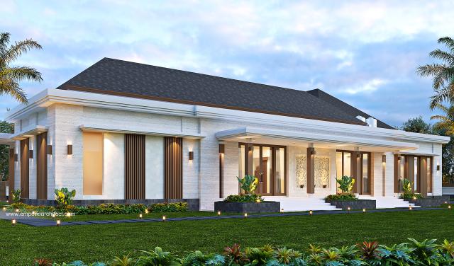 Desain Tampak Belakang Rumah Villa Bali 1 Lantai Bapak AD di Pontianak