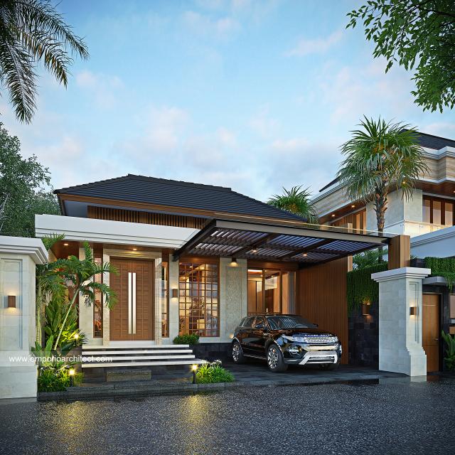 Desain Rumah Villa Bali 1 Lantai Ibu FNE di Jimbaran, Bali - Tampak Depan