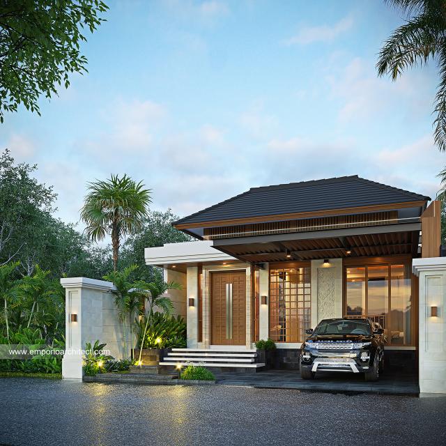 Desain Tampak Depan 2 Rumah Villa Bali 1 Lantai Ibu FNE di Jimbaran, Bali