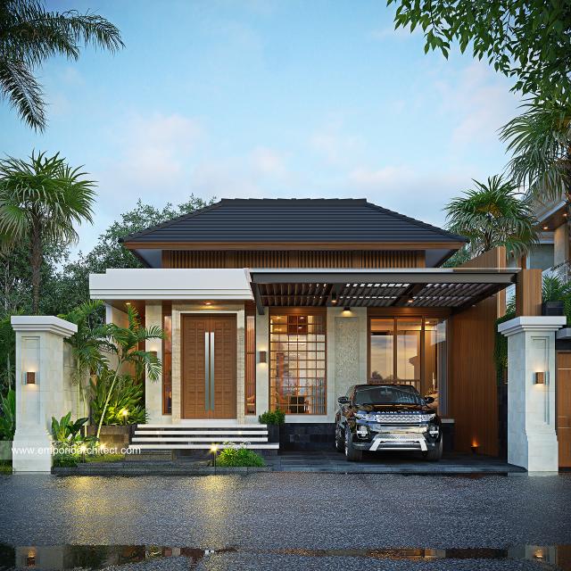 Desain Tampak Depan 3 Rumah Villa Bali 1 Lantai Ibu FNE di Jimbaran, Bali