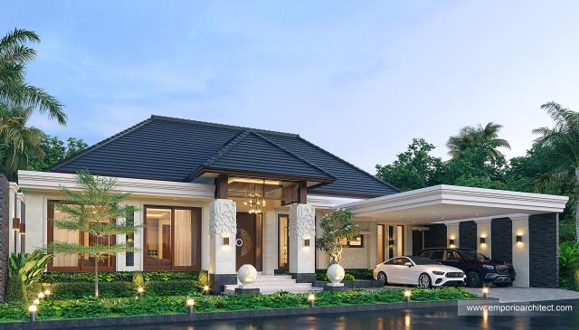 Desain Rumah Villa Bali 1 Lantai Bapak Zaenal di Cilacap, Jawa Tengah - Tampak Depan